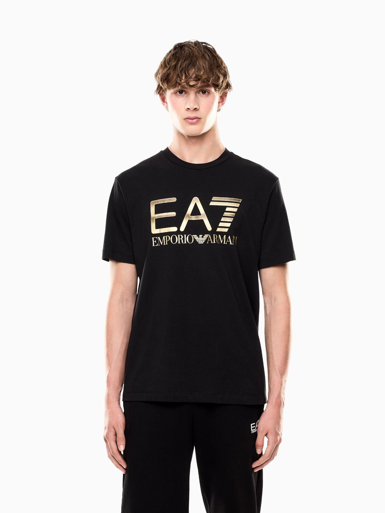 EA7 Emporio Armani T-shirt Uomo Logo Series In Cotone Con Maxi Logo Nero 7M001189 AF17789 UC001 EA7 EMPORIO ARMANI 