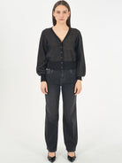 Yes Zee Cardigan Corto Donna Nero M092 IS00 0801 YES ZEE 