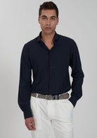 Yes Zee Camicia Uomo Collo Alla Francese Blu Navy C505 OQ00 0710 YES ZEE 