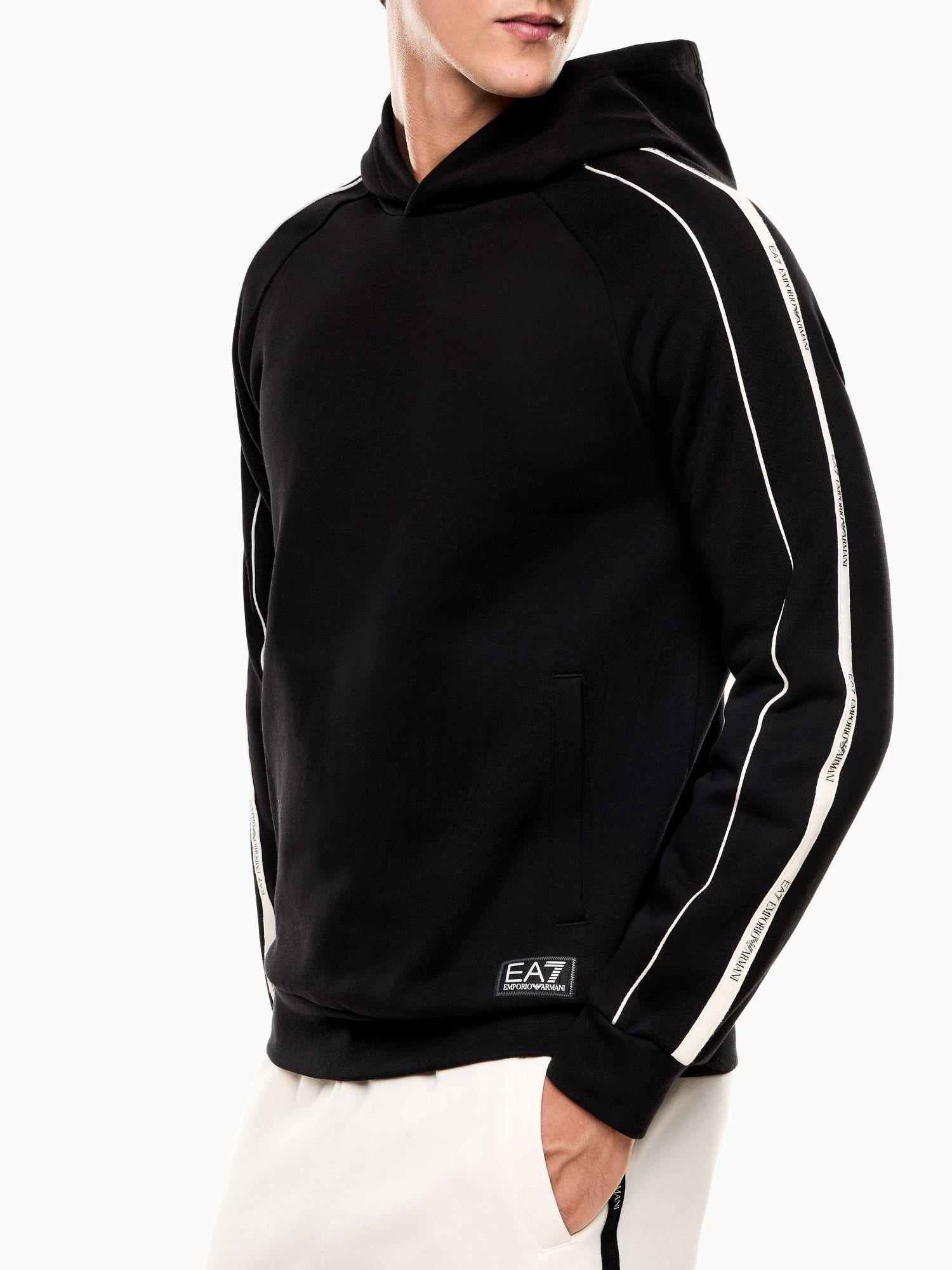 EA7 Emporio Armani Felpa con cappuccio Logo Series in misto cotone Uomo Nero 7M000972 AF10377 UC001 EA7 EMPORIO ARMANI 