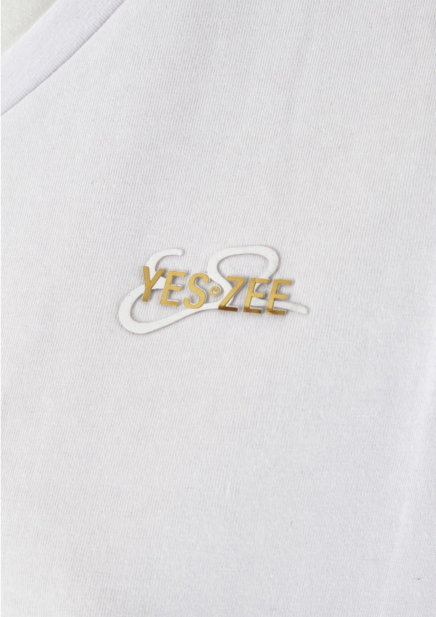 Yes Zee T-Shirt Donna Scollo a V Coulisse Sul Fondo Bianco Gesso T270 S700 0107 YES ZEE 
