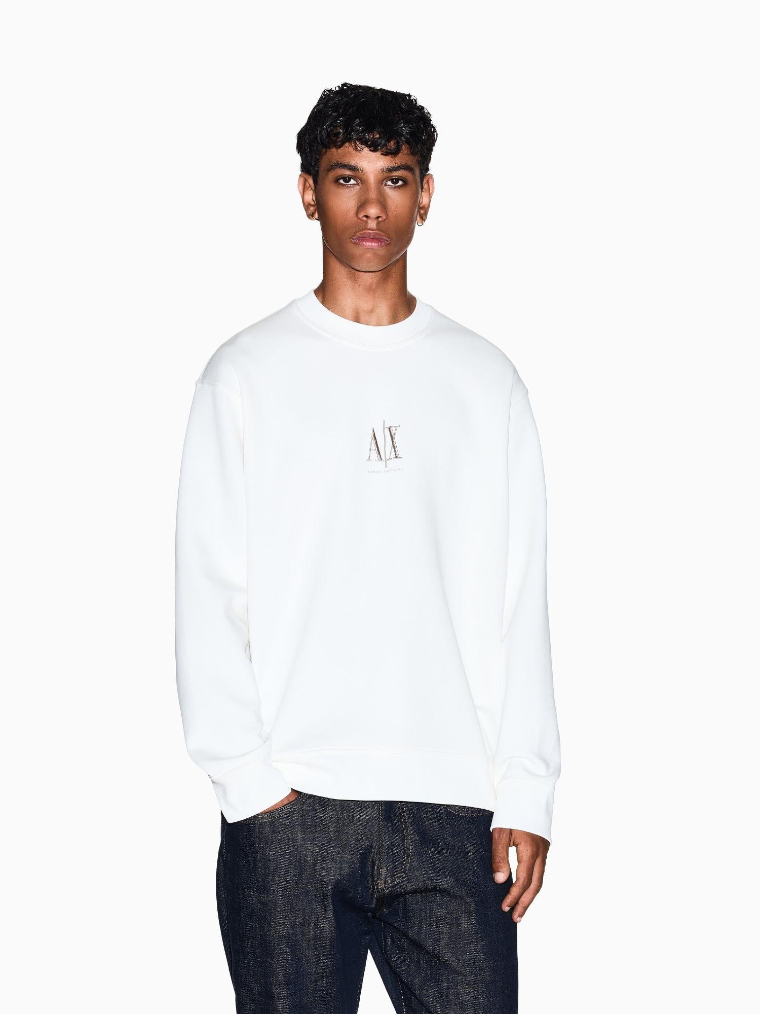 Armani Exchange Felpa girocollo con logo ricamato Uomo Bianco XM000368 AF10818 U0009 ARMANI EXCHANGE 