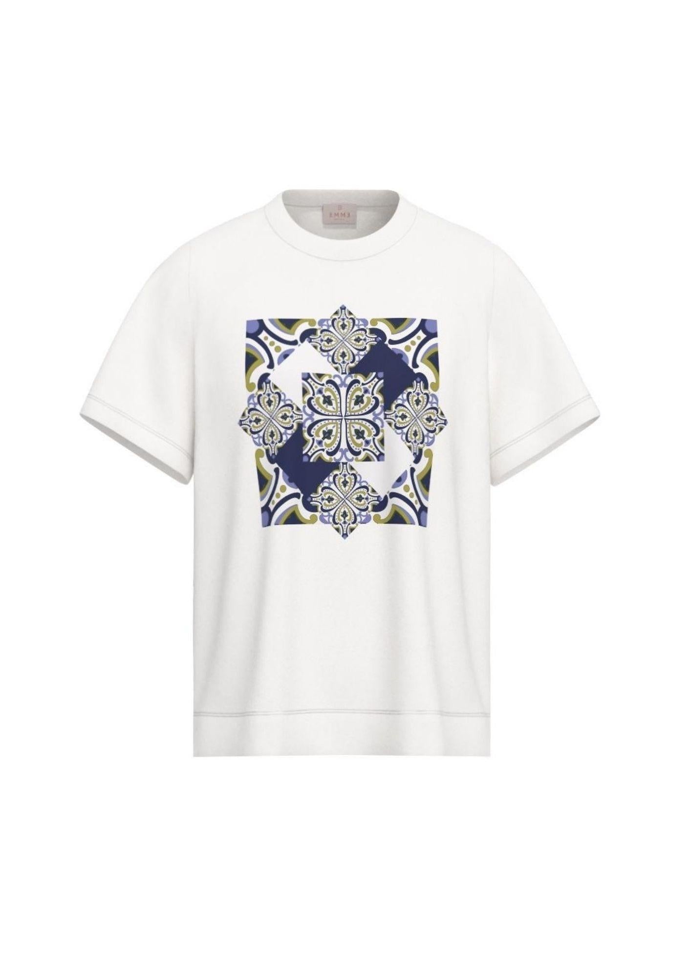 Emme Marella T-Shirt Donna Emmparaggi Bianca Stampa Mattonella 2615971082200 002 EMME MARELLA 