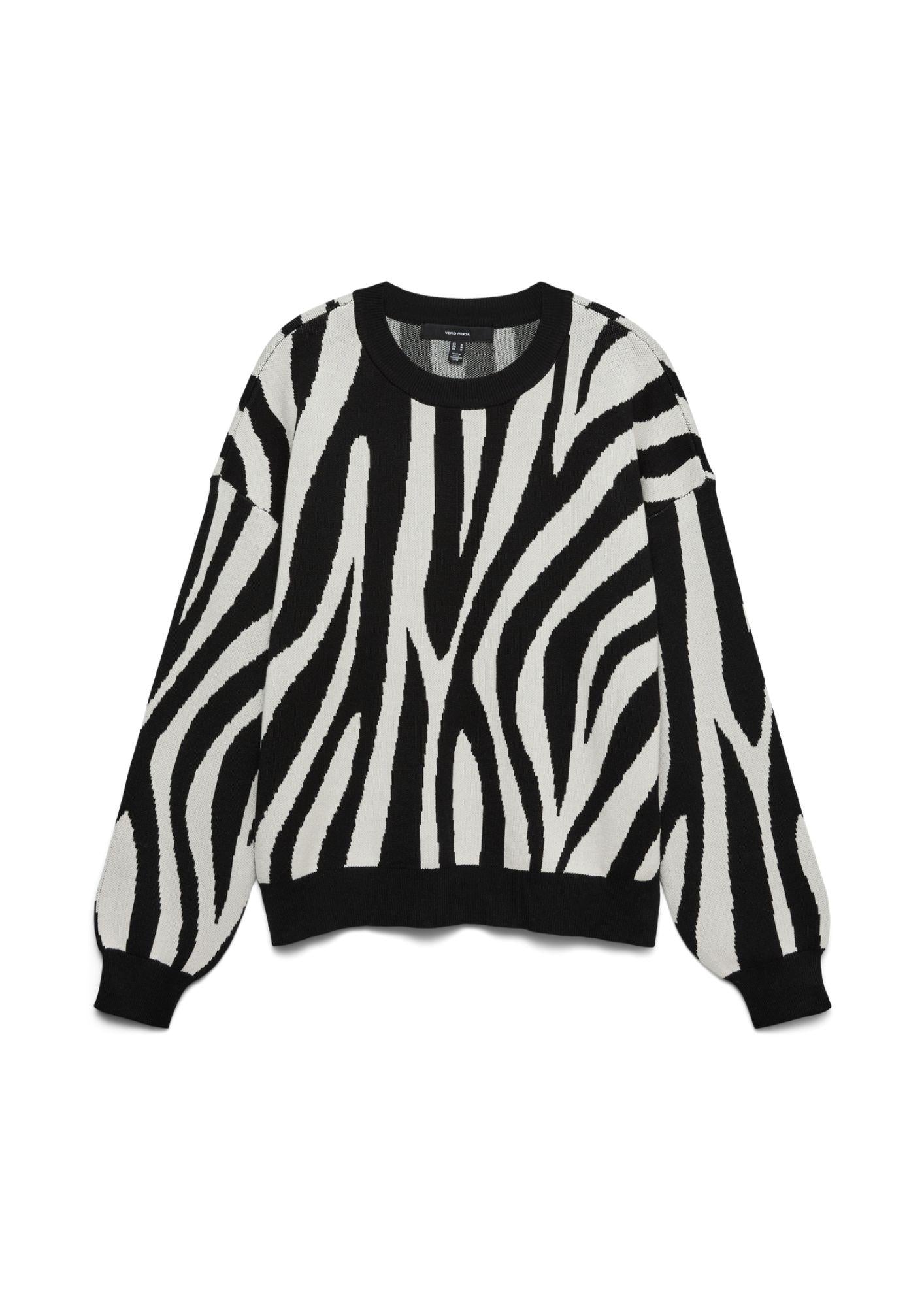 Vero Moda Pullover Donna Siljeanimal Nero Animalier 10330808 Birch W. BLACK VERO MODA 