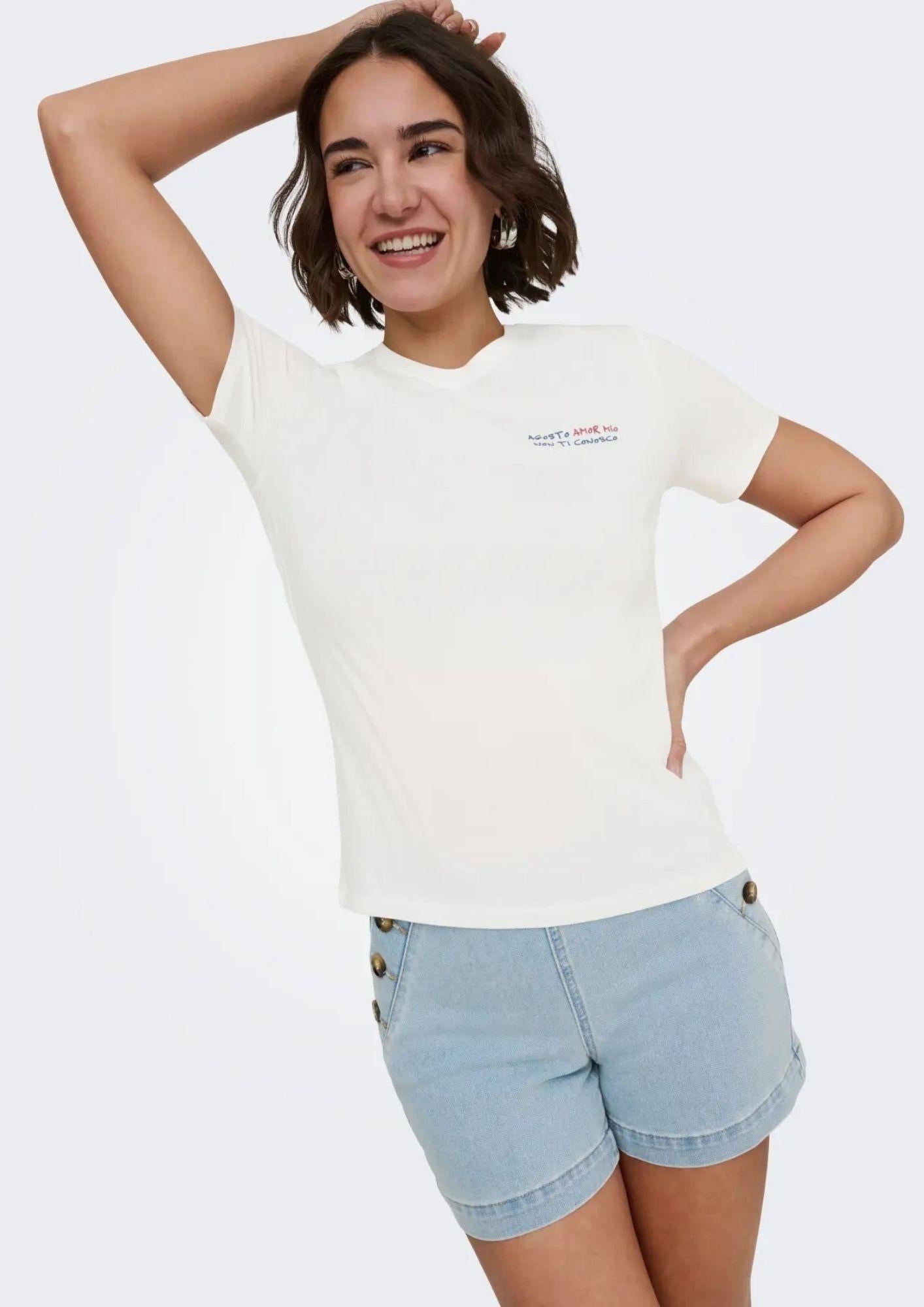 Only T-Shirt Donna Mira Bianca 15368637 Cloud Dancer ONLY 