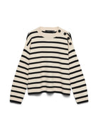 Vero Moda Pullover Donna Saba Bianco Panna e Nero 10310474 Birch BLACK VERO MODA 