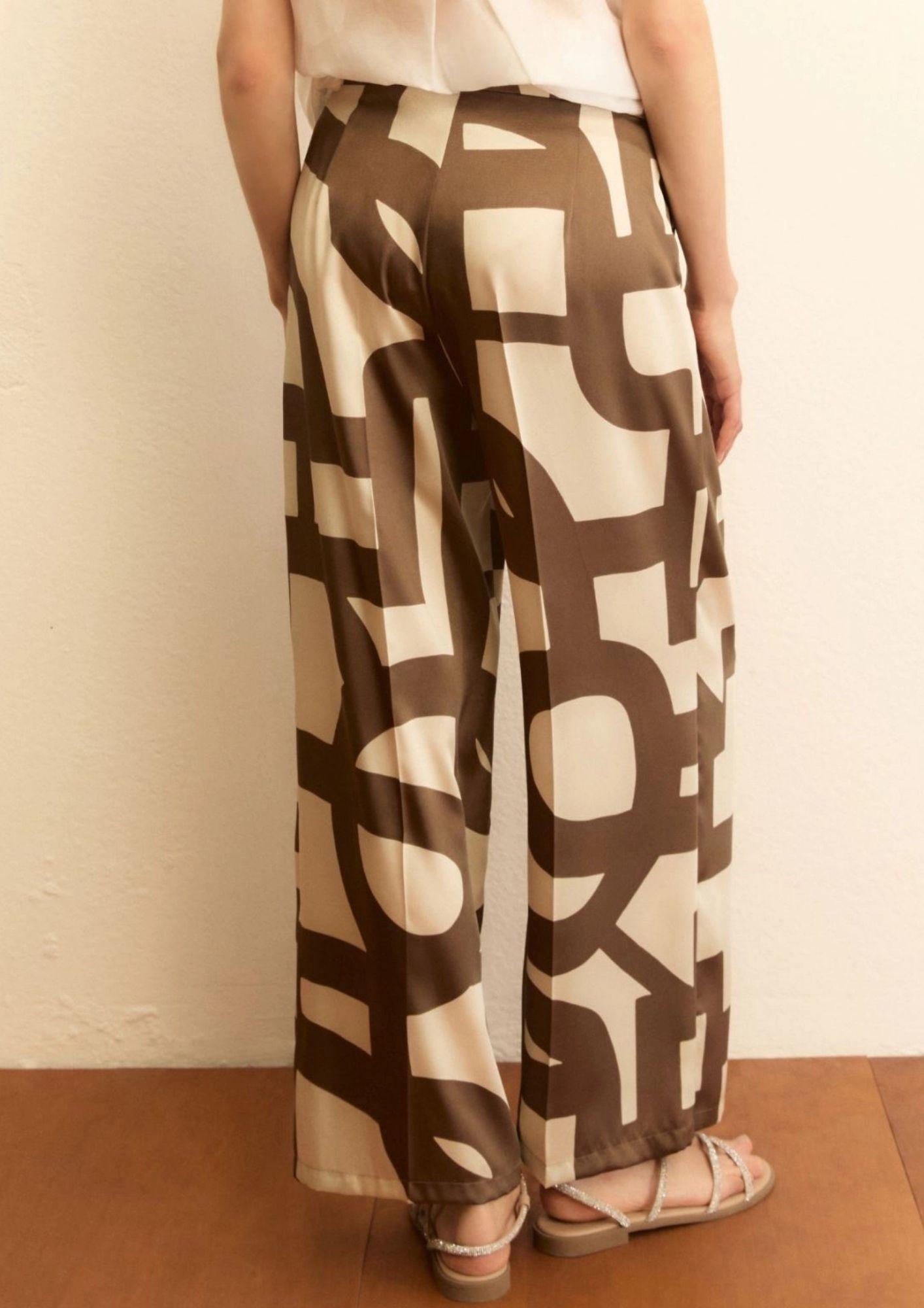 Emme Marella Pantalone Donna Emmalbero Tortora Geometrico 2615131152200 006 EMME MARELLA 
