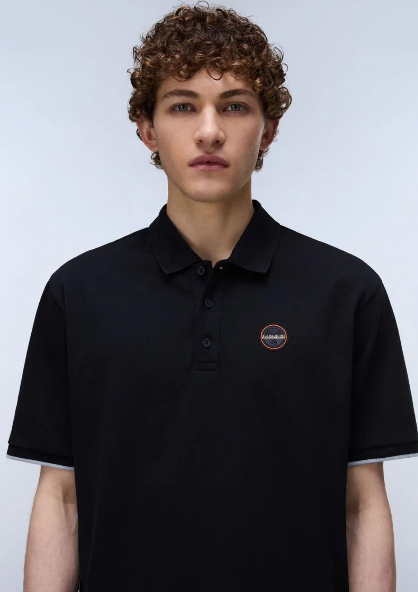 Napapijri Polo Uomo Badge Nera NP0A4GAC 941 NAPAPIJRI 