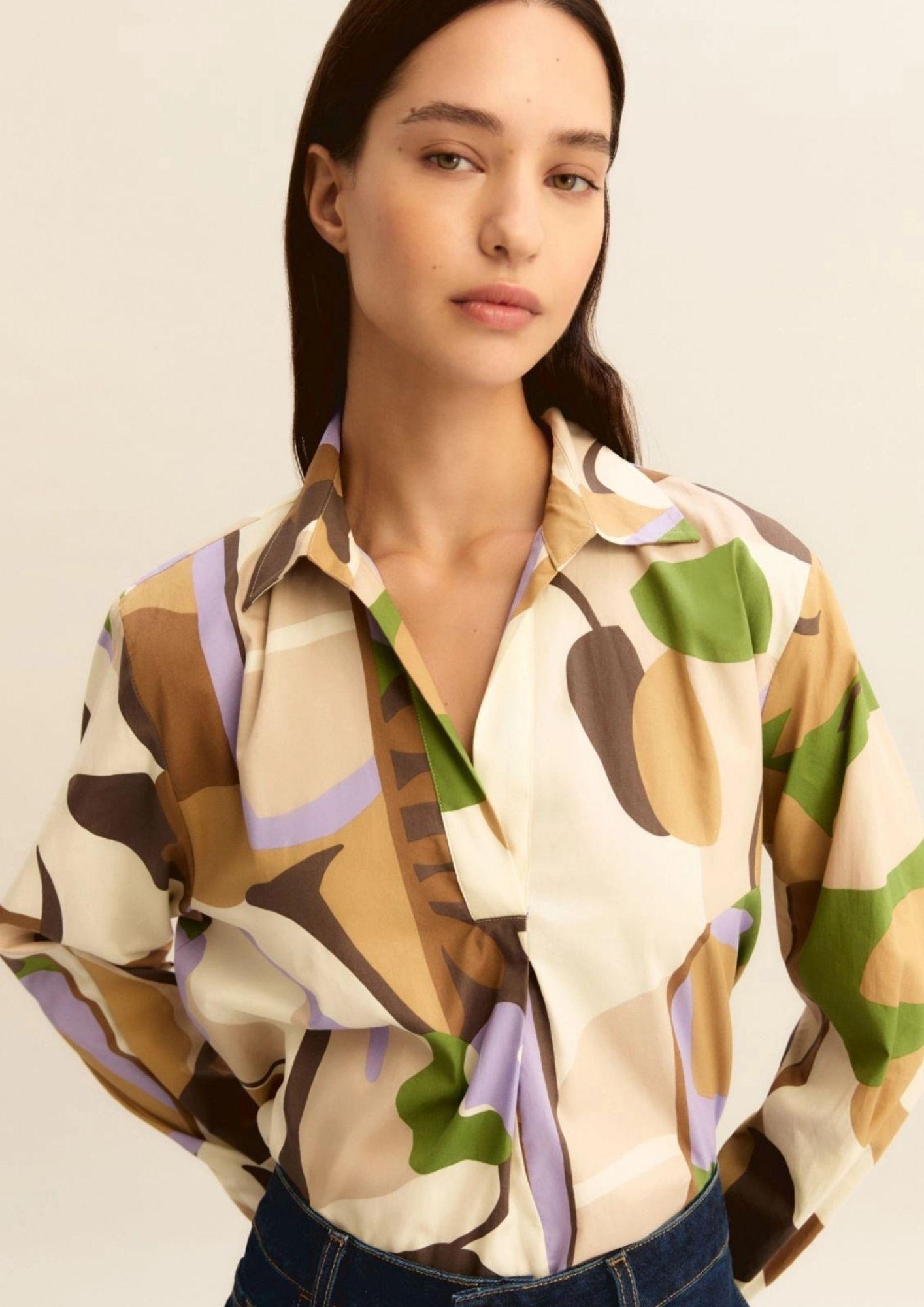 Emme Marella Blusa Donna Emmpontile Macro Sabbia 2615111221200 001 EMME MARELLA 