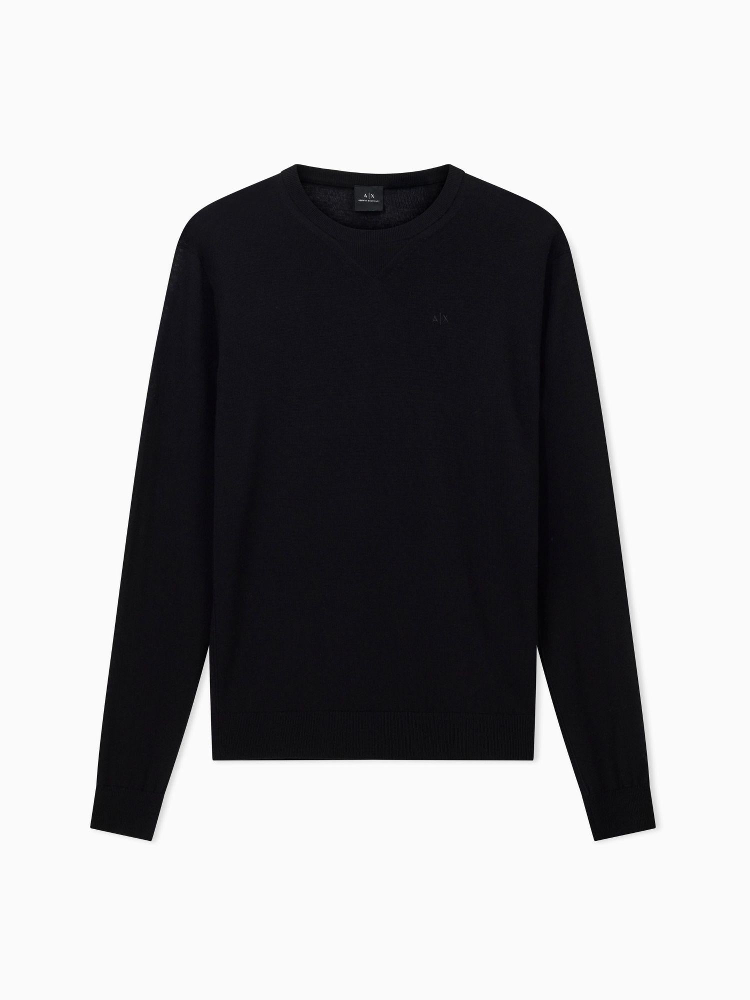 Armani Exchange Maglione girocollo in lana vergine Uomo Nero 8NZM3A ZM8AZ 1200 ARMANI EXCHANGE 
