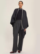 Emme Marella Poncho con frange Heidi Donna Grigio scuro 2525546031200 002 EMME MARELLA 