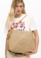Desigual Borsa Donna Bag Half Logo Raffia Leiria Beige 26SAXO04 1014 DESIGUAL 