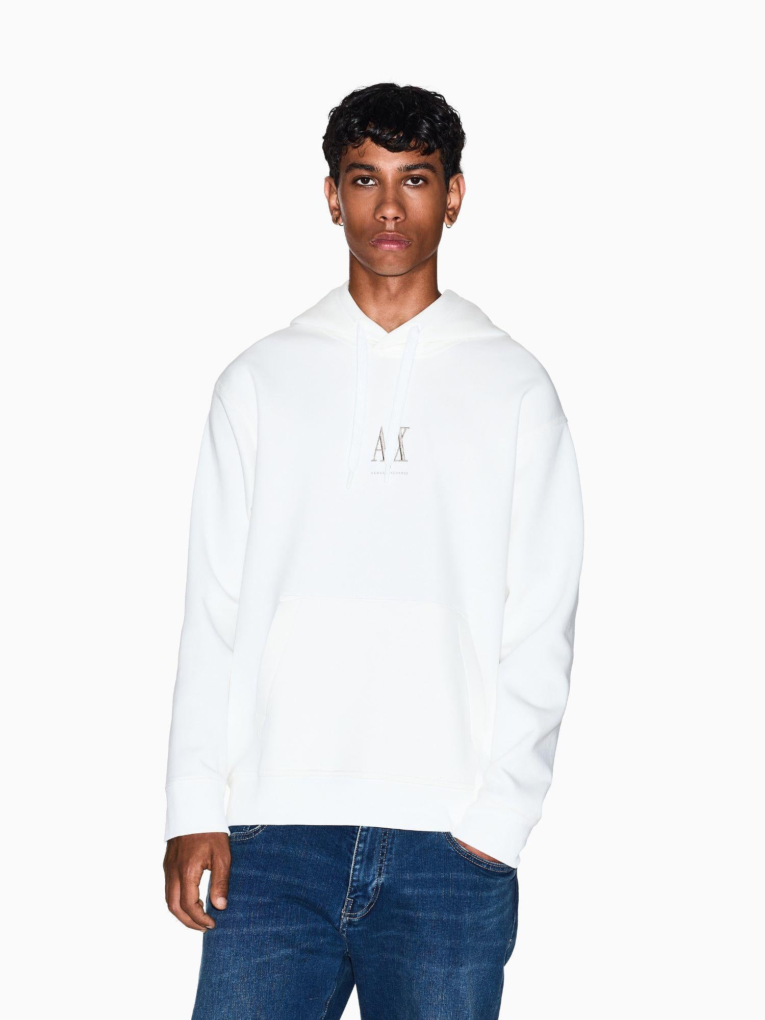 Armani Exchange Felpa con cappuccio con logo ricamato Uomo Bianco XM000369 AF10818 U0009 ARMANI EXCHANGE 