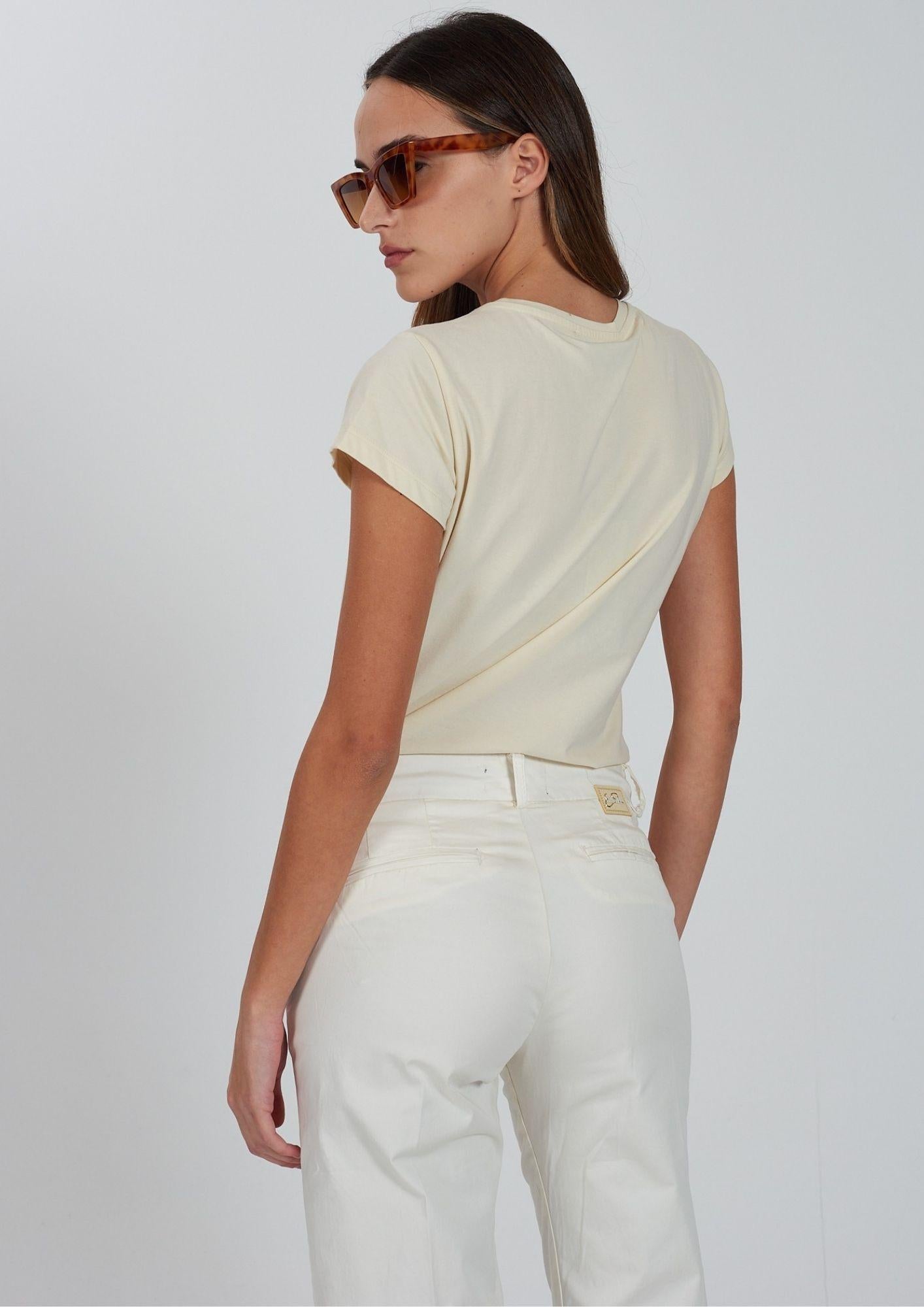 Yes Zee T-Shirt Donna Girocollo Bianco Gesso T257 S700 0107 YES ZEE 