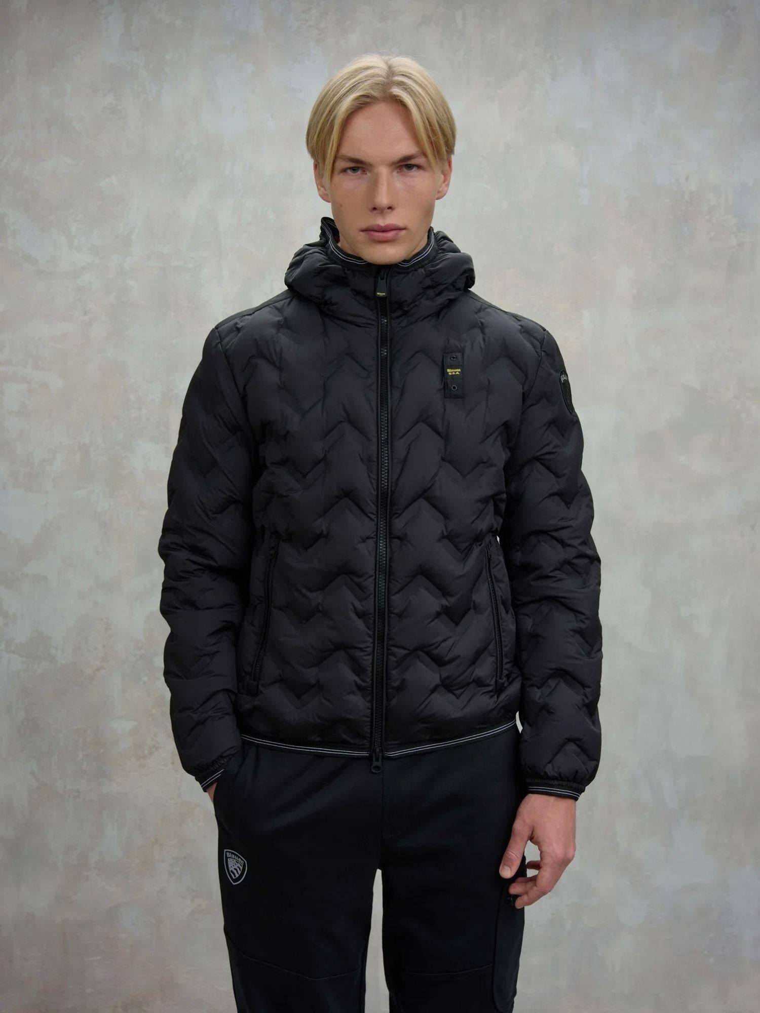 Blauer Piumino ad angoli Piery Uomo Nero interno tabacco BLUC03233 7308 999 BLAUER 