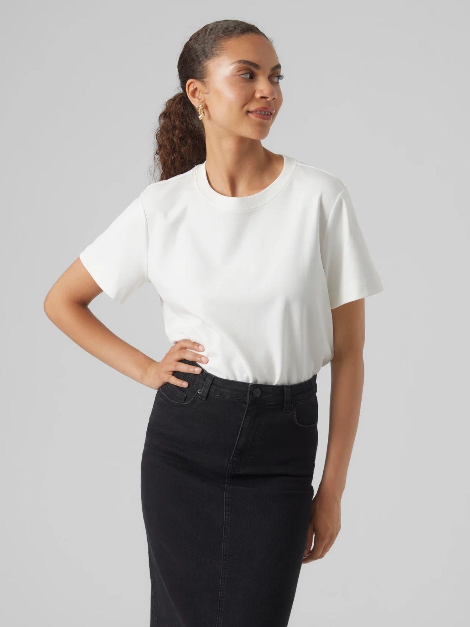Aware T-Shirt Donna Bianco Awnaima 10294544 Snow White VERO MODA 