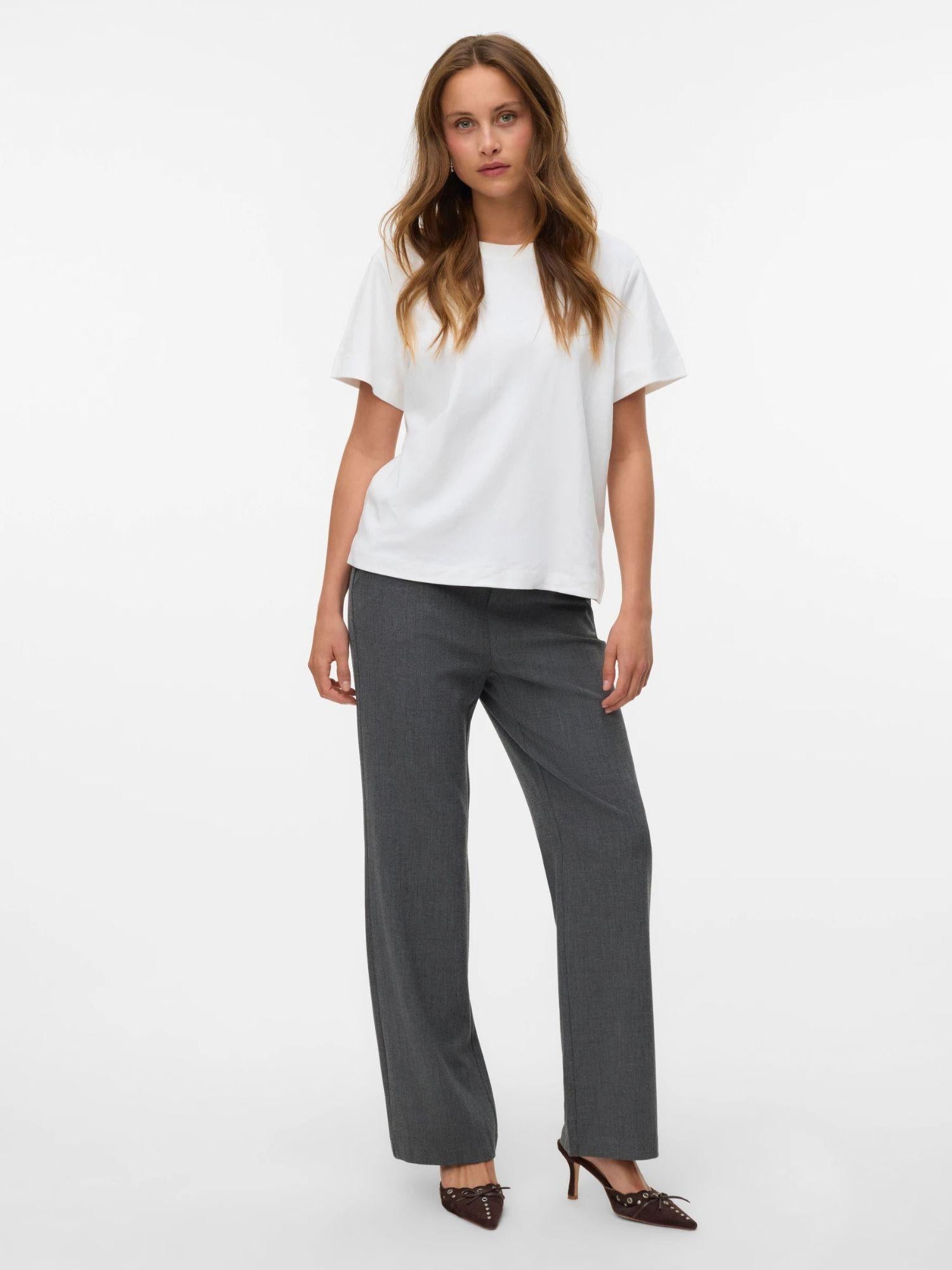Vero Moda VMMAYA Pantaloni Vita media Donna Nero grey melange 10331956 Black GREY MELANGE VERO MODA 