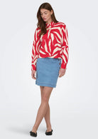 Only Camicia Donna Sakura Bianco e Rosso 15366883 Barbados Cherry ONLY 