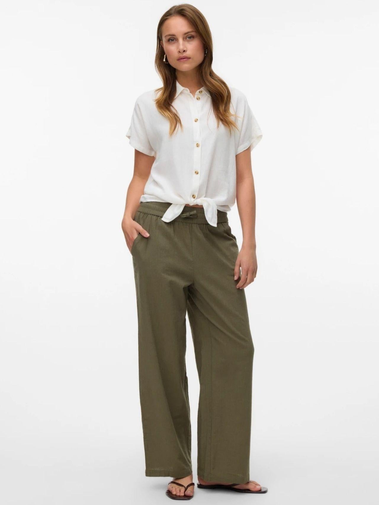 Vero Moda Pantalone Donna Caia Verde 10333796 Deep Lichen Green VERO MODA 