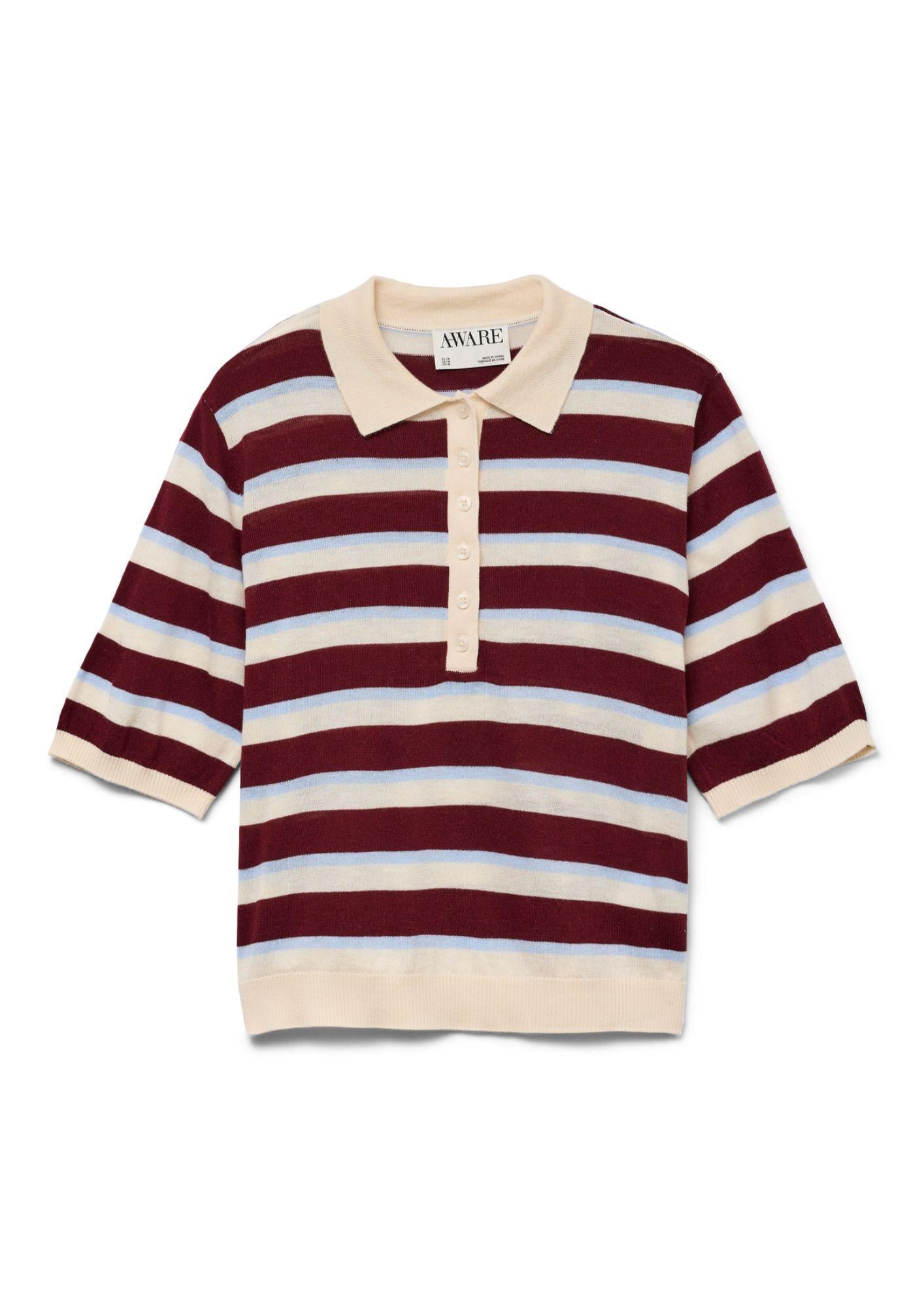 Aware Maglione Donna Sikita Bianco Betulla a Righe 10329594 Birch ZINFANDEL VERO MODA 