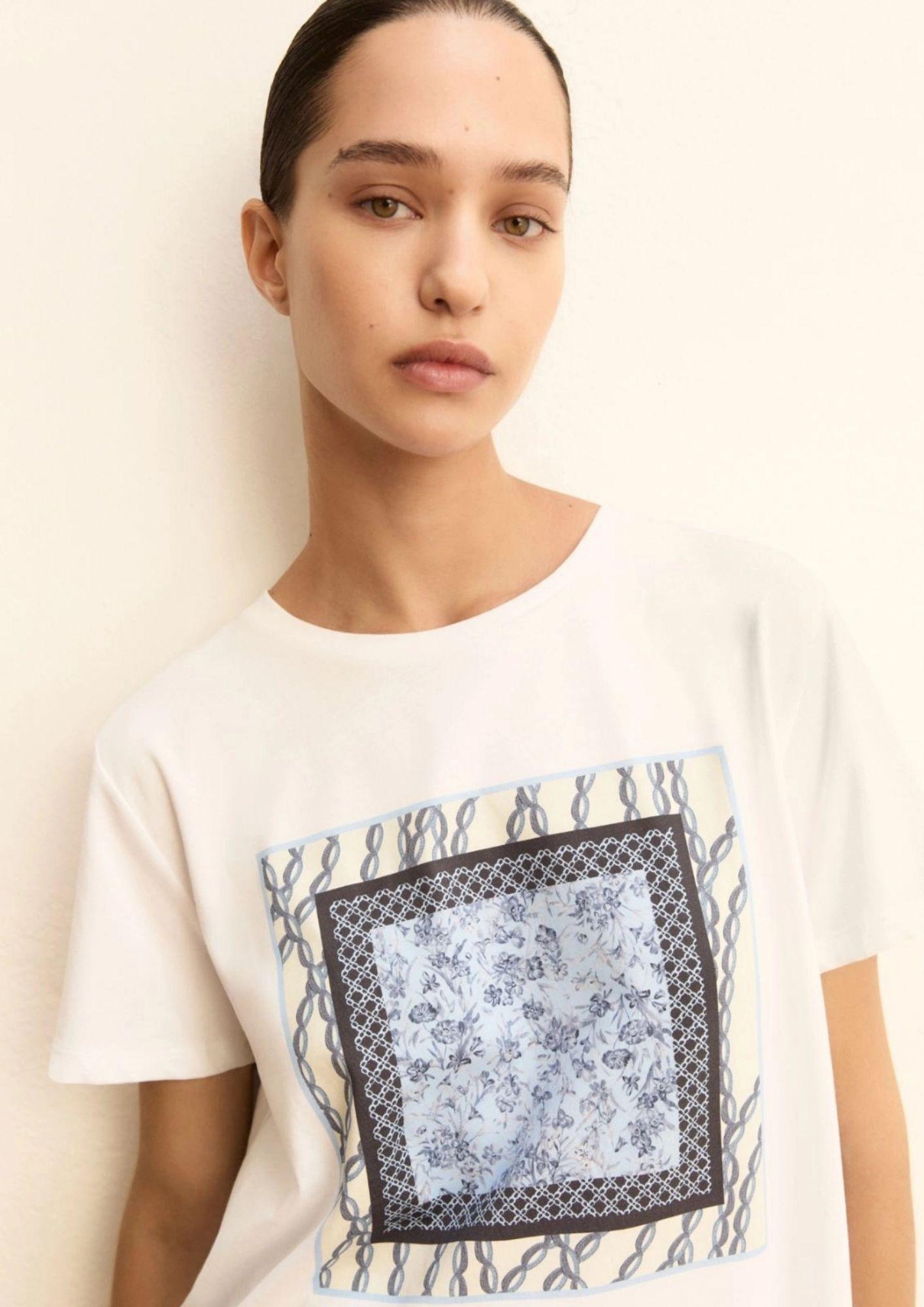 Emme Marella T-Shirt Donna Bianca Stampa Blu Foulard 2615971051200 001 EMME MARELLA 