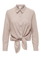 Only Camicia Donna Lecey Marrone Linee Bianche 15195910 Toasted Coconut ONLY 