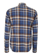 Yes Zee Camicia Collo francese Uomo Blu Marrone Beige C809 OY00 2001 YES ZEE 