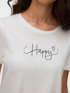 Vero Moda T-Shirt Donna Kilano Bianca Stampa Black Happy 10340971 Snow White BLACK HAPPY VERO MODA 