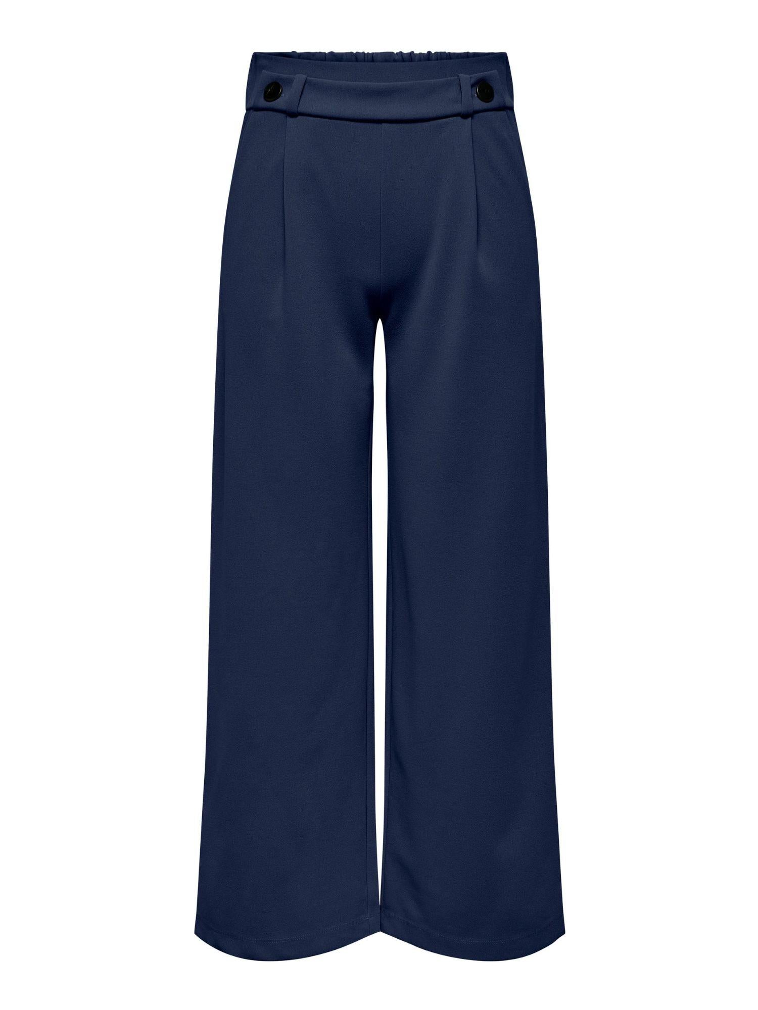 Jacqueline De Yong Pantaloni A Gamba Larga Donna Geggo Wide Leg Fit Black Iris 15208430 Black Iris BLACK BUTTONS JACQUELINE DE YONG 