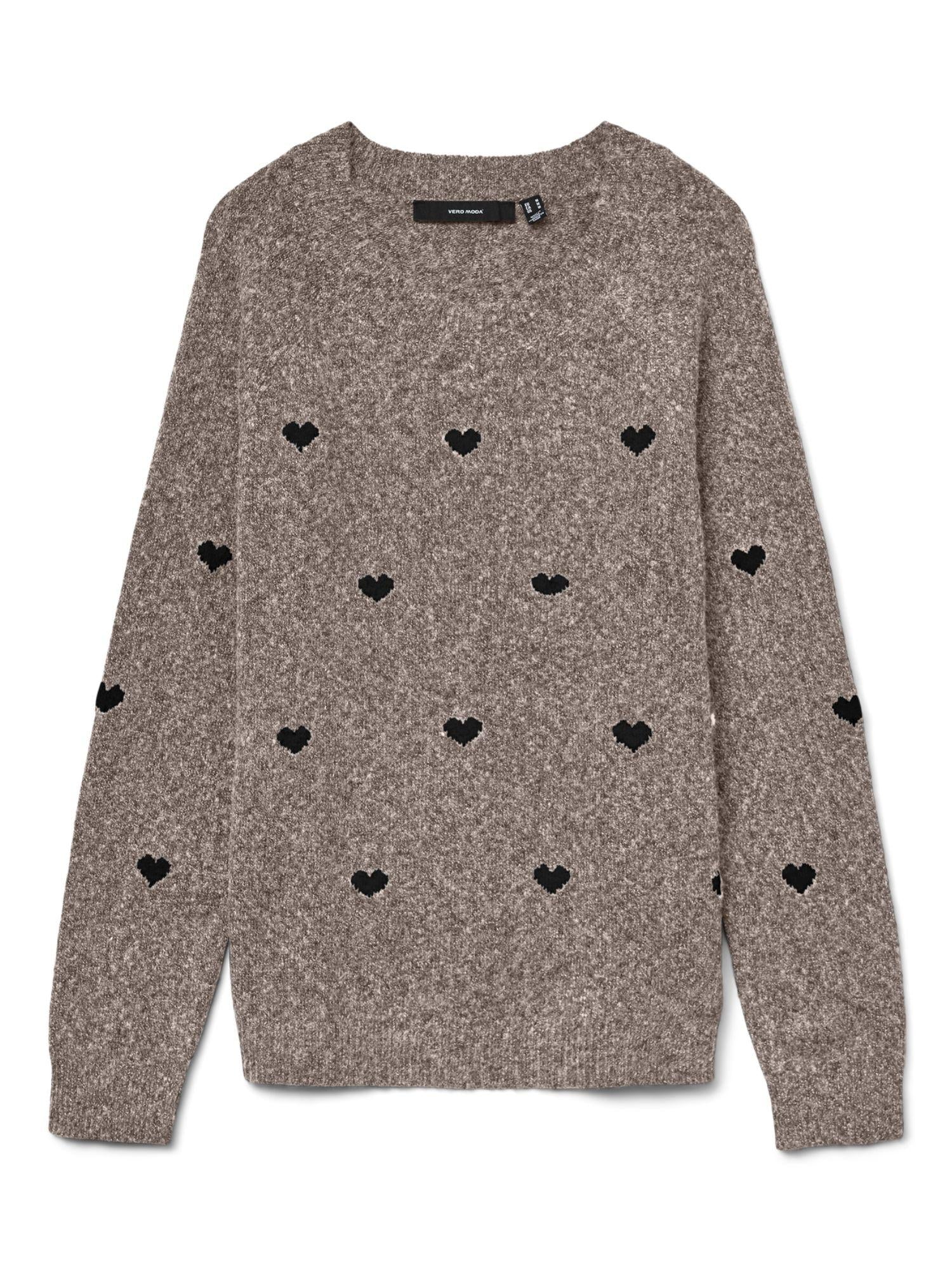 Vero Moda Pullover Donna Doffy Beige e Nero 10330790 Moon Rock W. BLACK BOWS VERO MODA 