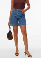 Vero Moda Shorts Donna Kathy Blu Denim Medio 10344814 Medium Blue Denim VERO MODA 