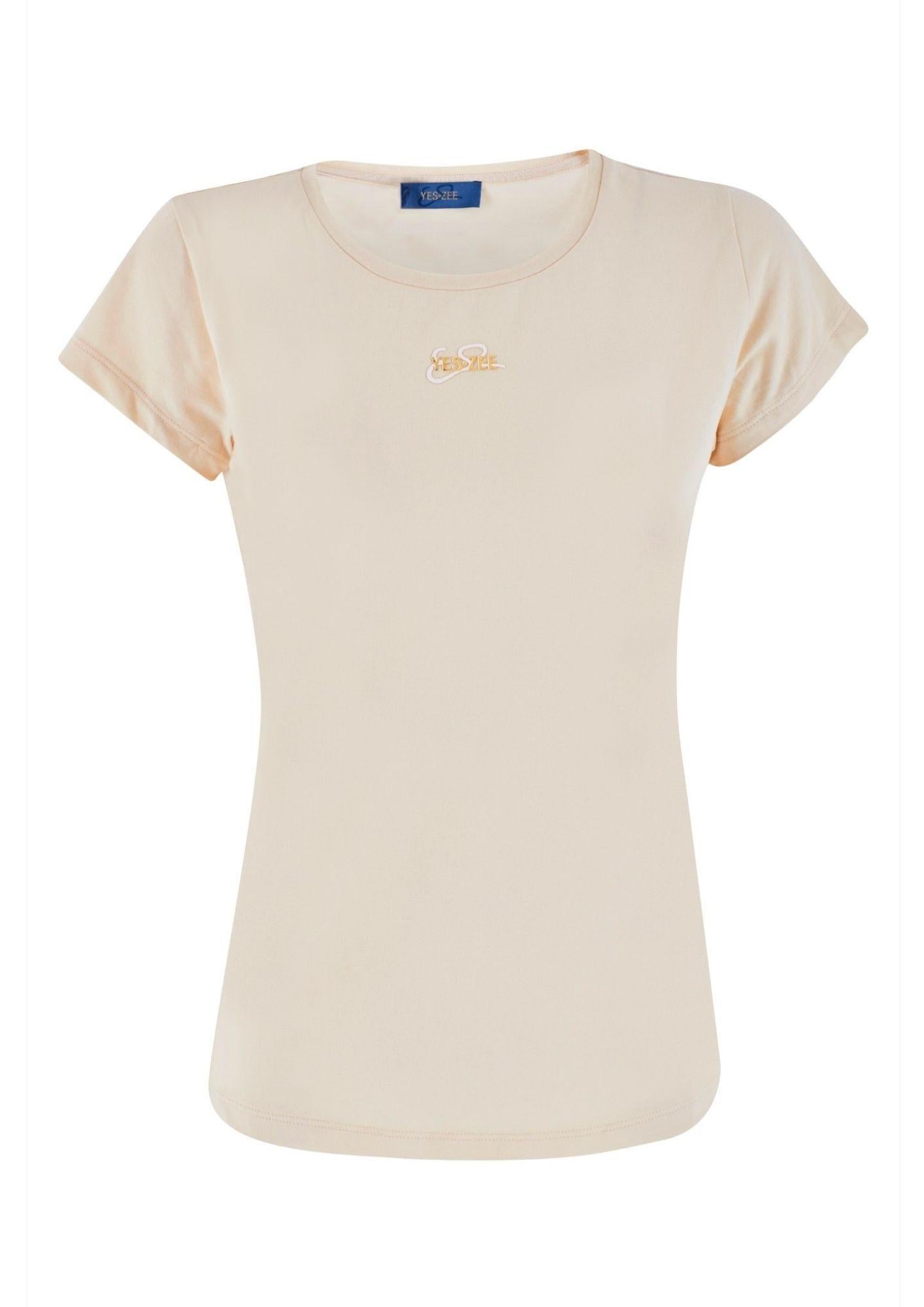 Yes Zee T-Shirt Donna Girocollo Bianco Gesso T257 S700 0107 YES ZEE 