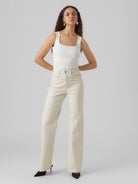 Vero Moda Jeans Donna Wide Fit Ecru VMTessa 10287303 Ecru VERO MODA 