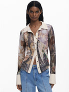 Desigual Maglietta in chiffon con polsini Donna Marrone 25WWTK26 6110 DESIGUAL 