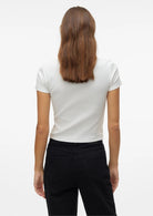 Vero Moda T-Shirt Donna Chloe Marrone Bianco 10306894 Snow White VERO MODA 