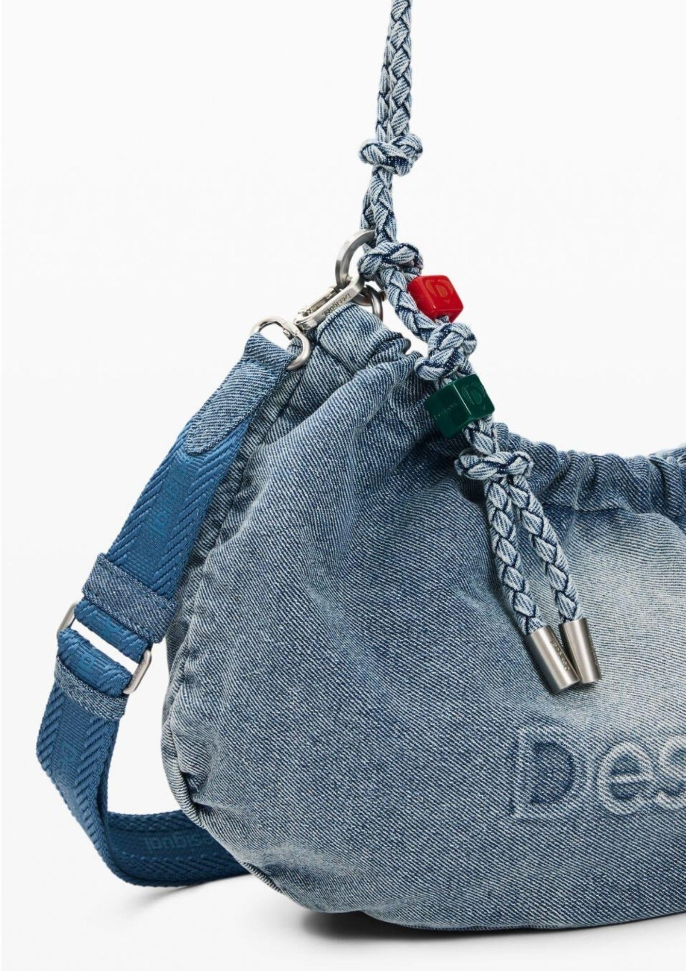 Desigual Borsa Donna Bag Half Logo Denim Waverly Blu Denim Chiaro 26SAXD05 5005 DESIGUAL 