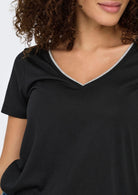 Jacqueline De Yong Top Donna Dalila Nera e Argento 15317565 Black SILVER JACQUELINE DE YONG 