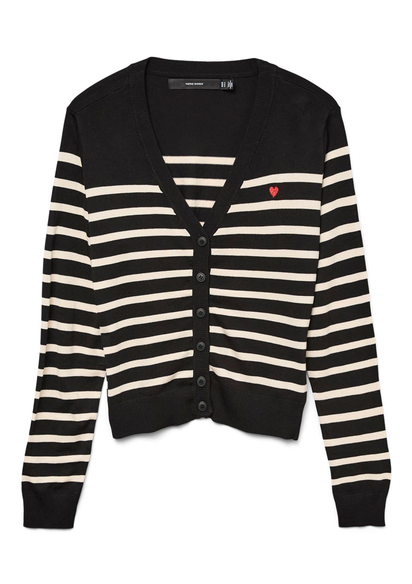 Vero Moda Cardigan Donna Nero e Bianco 10331422 Black W. BIRCH VERO MODA 