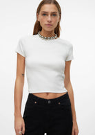 Vero Moda T-Shirt Donna Chloe Marrone Bianco 10306894 Snow White VERO MODA 