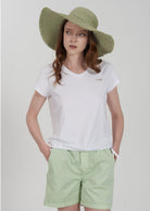 Yes Zee T-Shirt Donna Scollo a V Coulisse Sul Fondo Bianco Gesso T270 S700 0107 YES ZEE 
