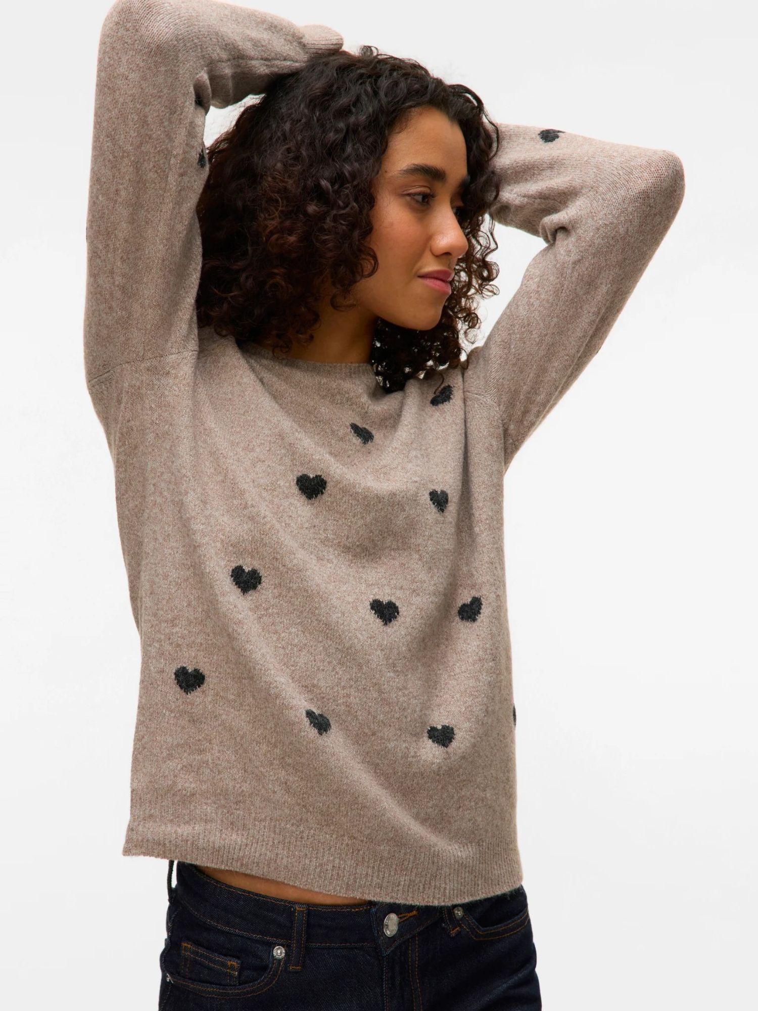 Vero Moda Pullover Donna Doffy Beige e Nero 10330790 Moon Rock W. BLACK BOWS VERO MODA 