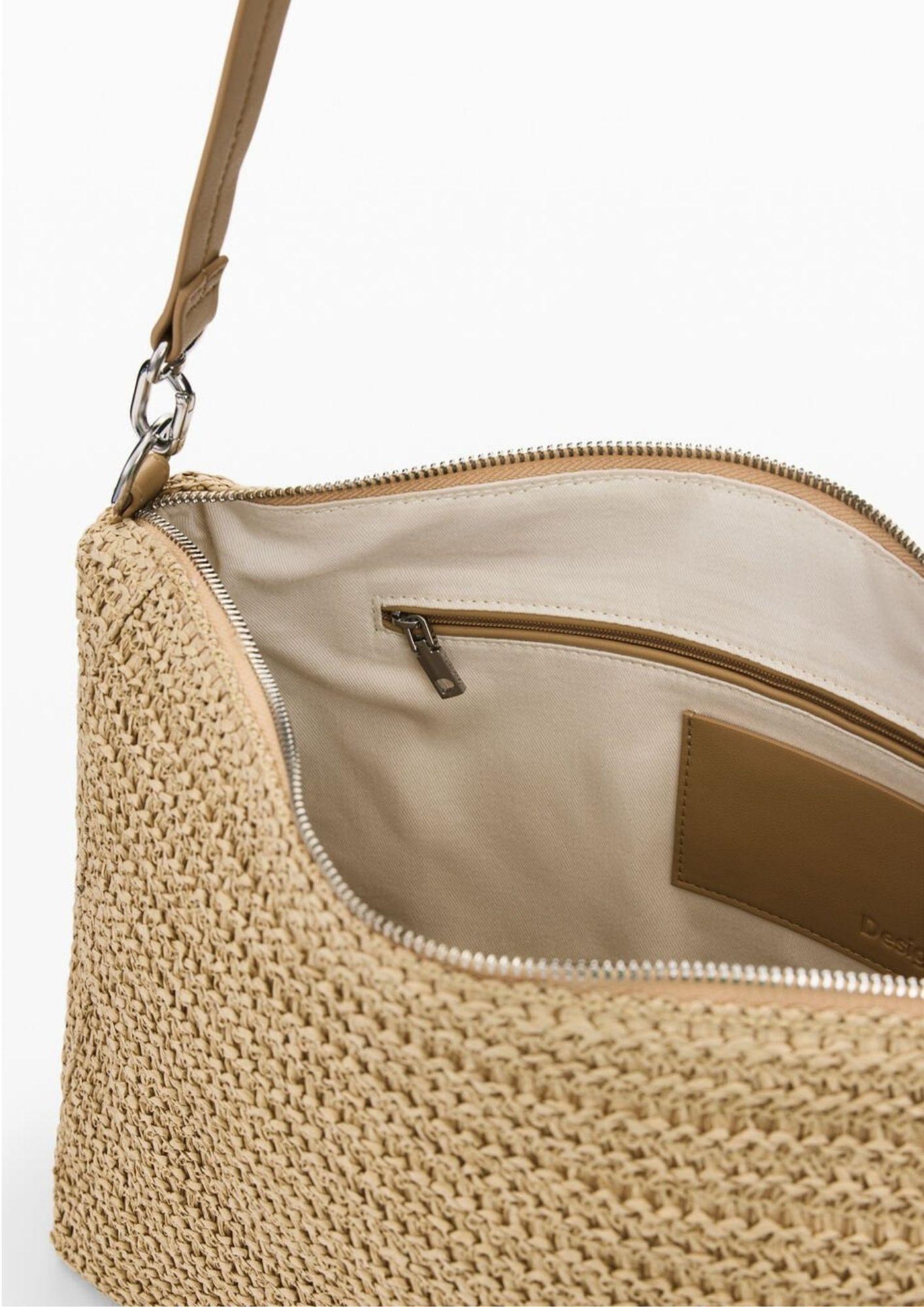 Desigual Borsa Donna Bag Half Logo Raffia Leiria Beige 26SAXO04 1014 DESIGUAL 