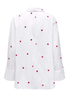 Only Camicia Donna New Bianca Cuori Rossi 15283743 Bright White HEART ONLY 