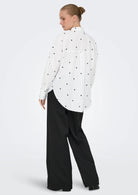 Jacqueline De Yong Camicia Donna Nelly Bianca Cuori Neri 15330490 White BLACK HEART JACQUELINE DE YONG 