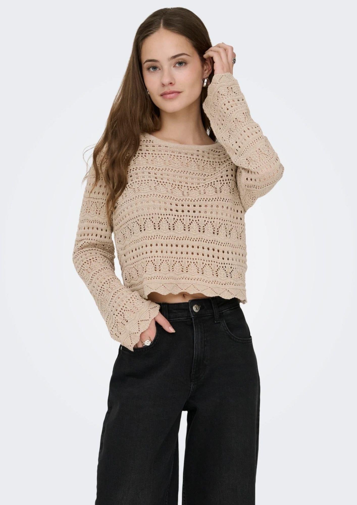 Only Pullover Donna Elke Beige 15363049 Oxford Tan ONLY 