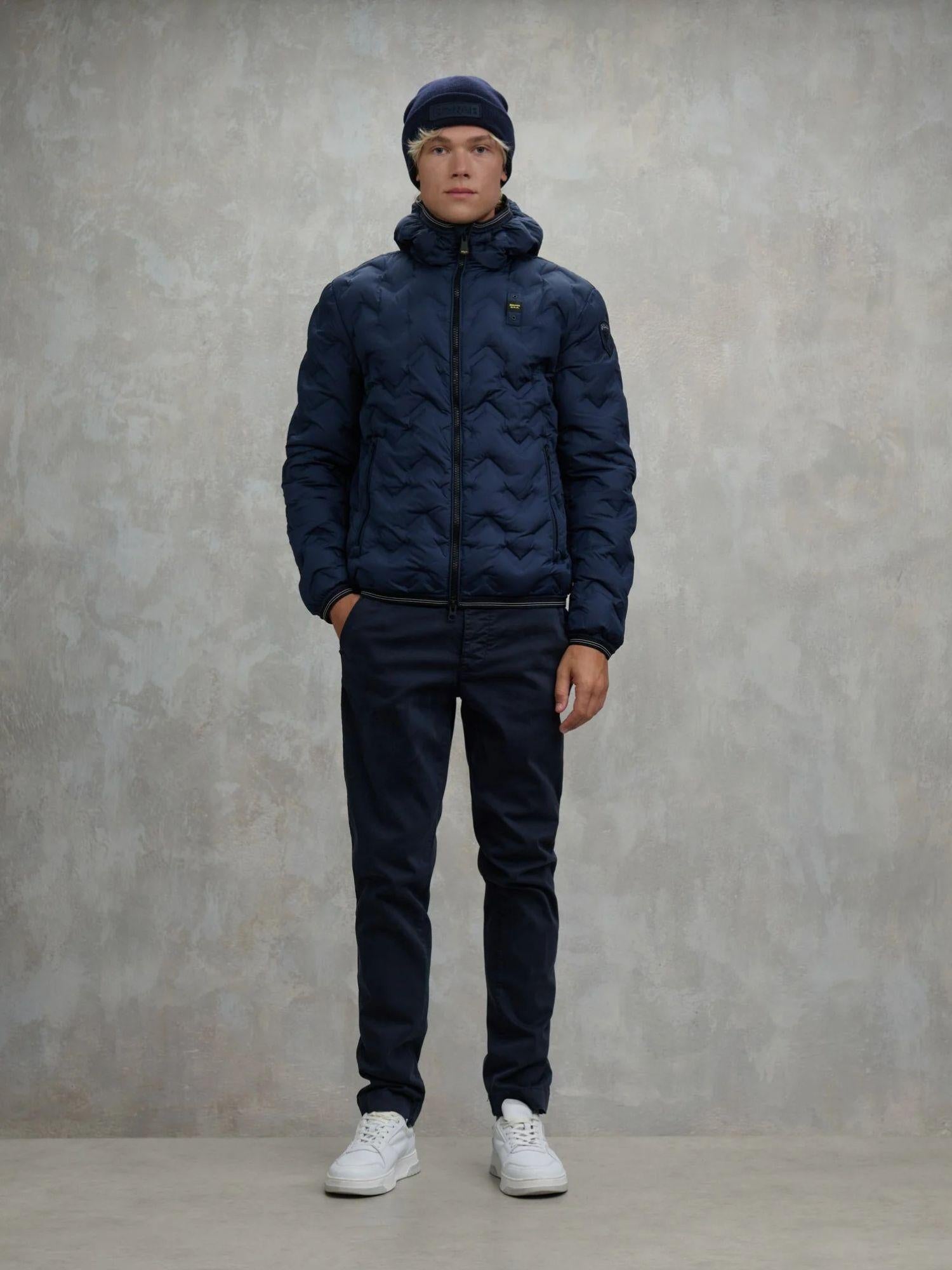 Blauer Piumino ad angoli Piery Uomo Blu interno tabacco BLUC03233 7308 888 BLAUER 