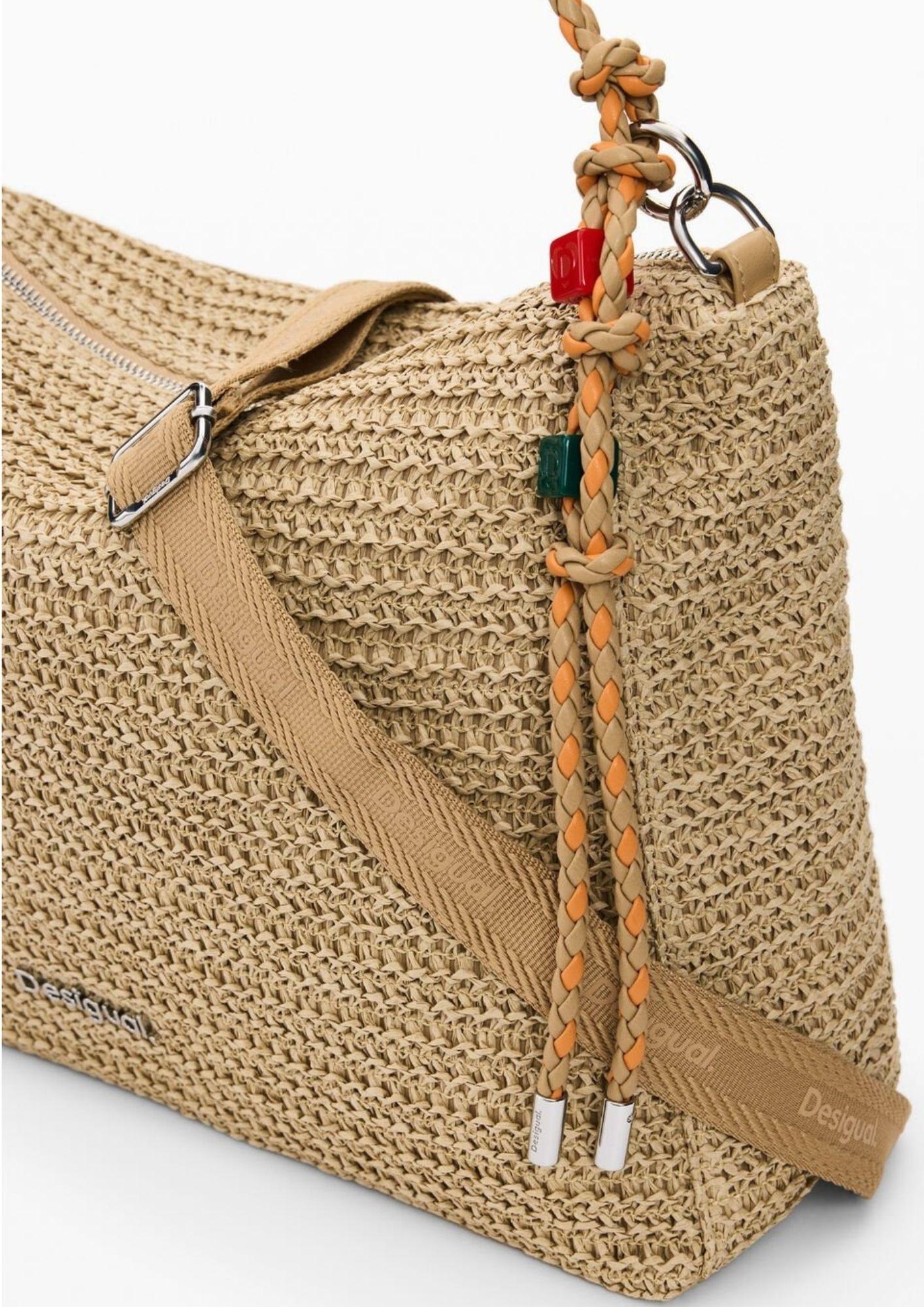 Desigual Borsa Donna Bag Half Logo Raffia Leiria Beige 26SAXO04 1014 DESIGUAL 