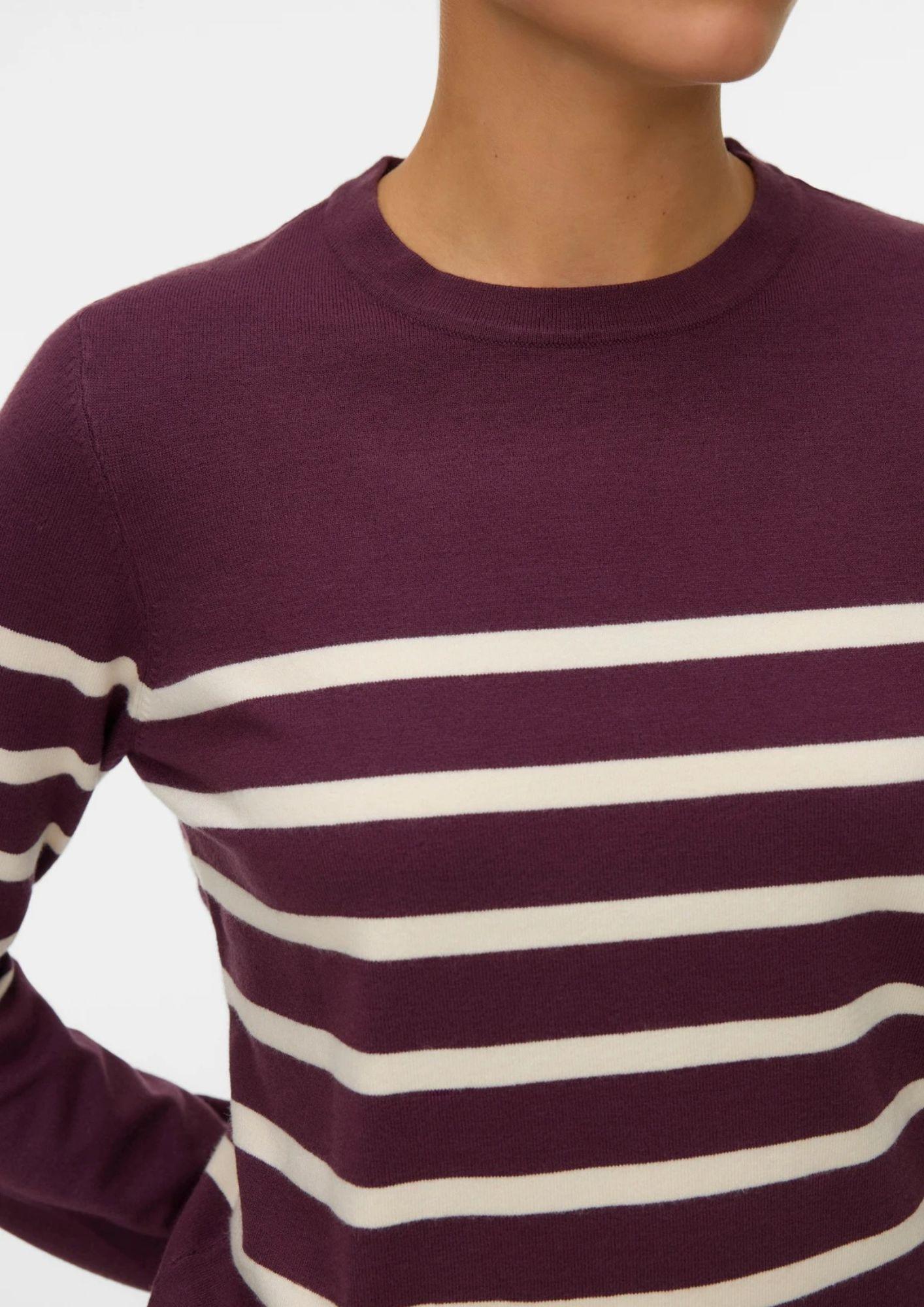 Vero Moda Maglione Donna Saba Bordeaux A Righe Bianche 10309324 Winetasting BIRCH VERO MODA 