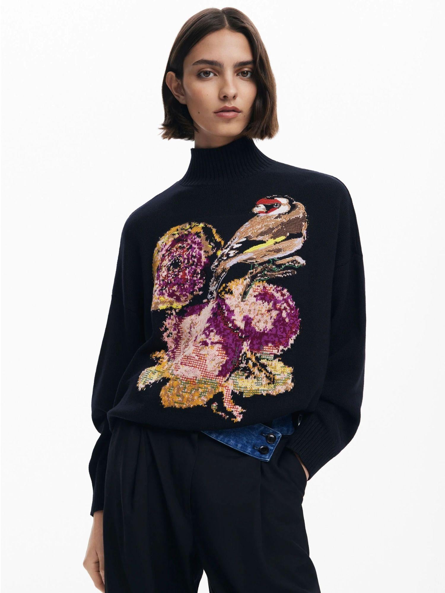 Desigual Maglione disegnato da Mr. Christian Lacroix Donna Nero 25WWJF04 2000 DESIGUAL 