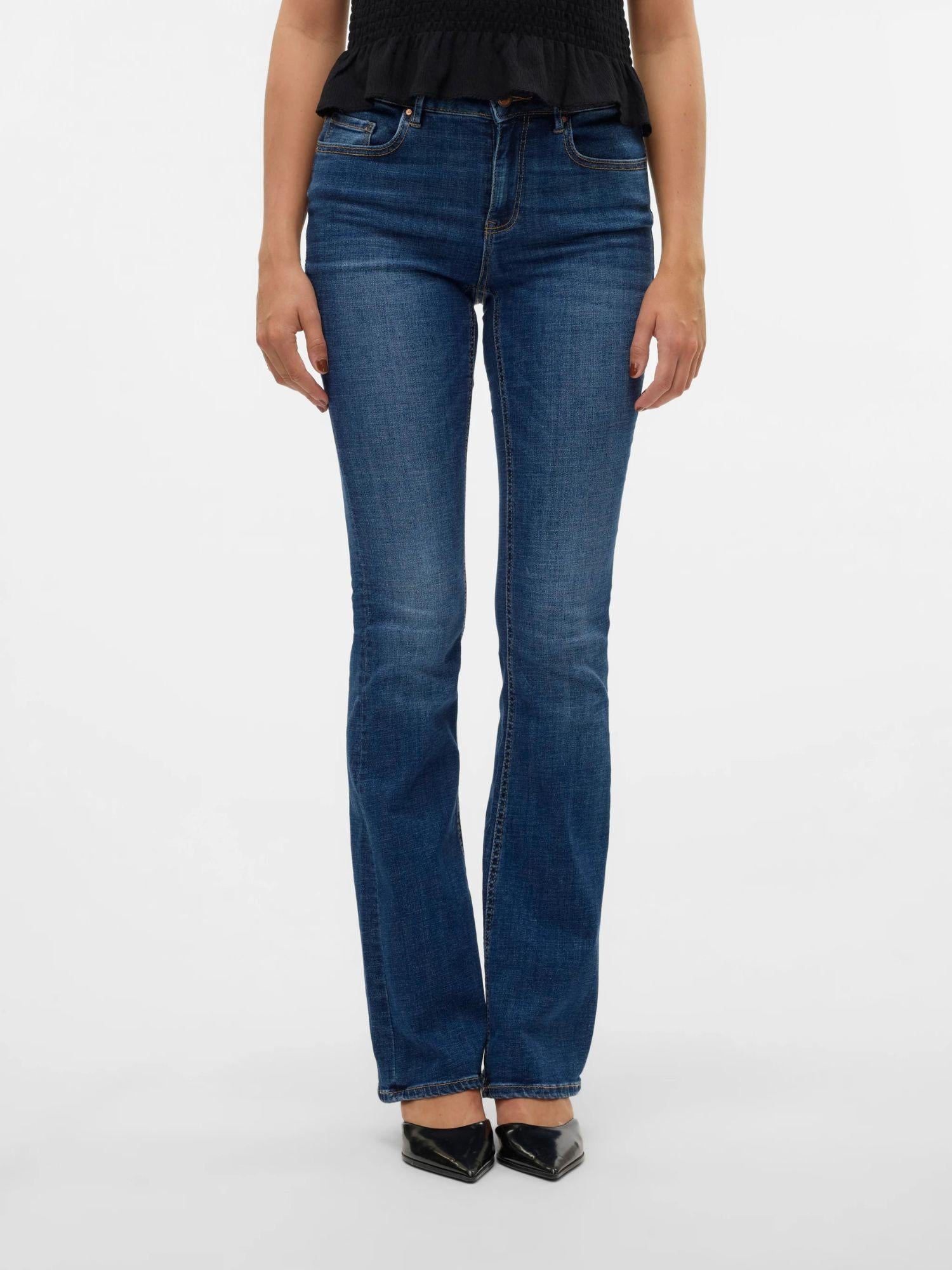 Vero Moda Jeans Donna Flash A Vita Media Flared Fit Dark Blue Denim 10310511 Dark Blue Denim VERO MODA 